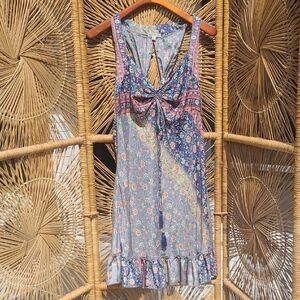 Earhbound L Floral Sleeveless Dress with Ruffle Hem